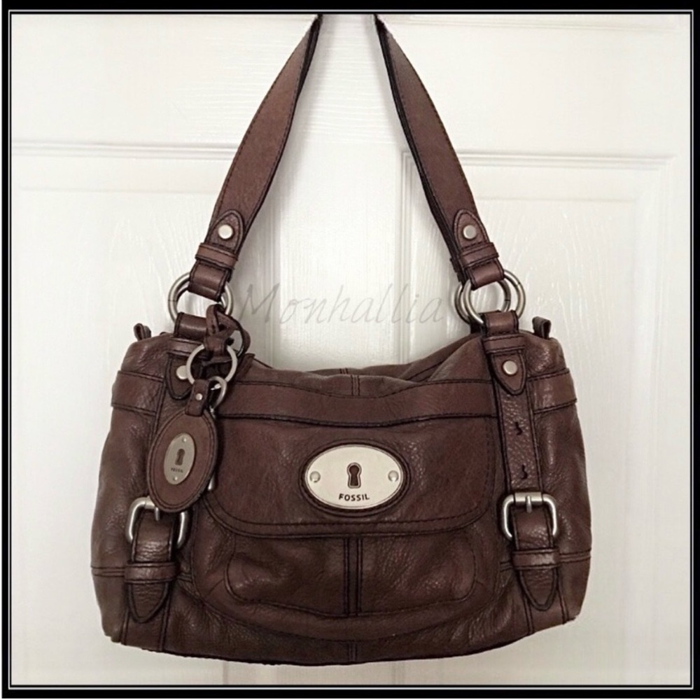 Fossil Maddox Rich Brown Leather Shoulder Bag Purse